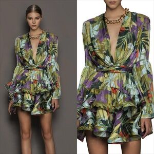 NWOT Bronx and banco tropics mini silk blend dress